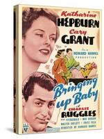 Bringing Up Baby, Katharine Hepburn, Cary Grant on window card, 1938-null-Stretched Canvas