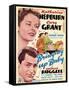 Bringing Up Baby, Katharine Hepburn, Cary Grant on window card, 1938-null-Framed Stretched Canvas