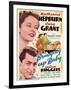 Bringing Up Baby, Katharine Hepburn, Cary Grant on window card, 1938-null-Framed Art Print