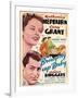 Bringing Up Baby, Katharine Hepburn, Cary Grant on window card, 1938-null-Framed Art Print