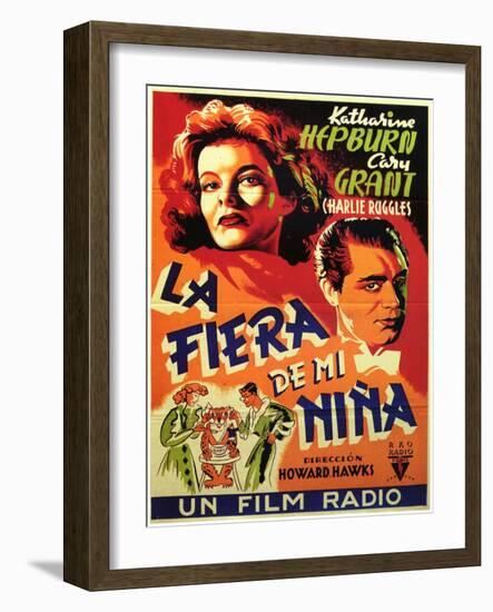 Bringing Up Baby, Spanish Movie Poster, 1938-null-Framed Art Print