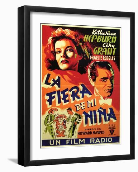 Bringing Up Baby, Spanish Movie Poster, 1938-null-Framed Art Print