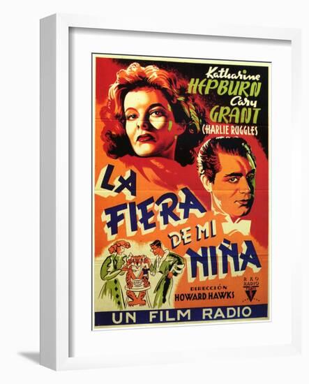 Bringing Up Baby, Spanish Movie Poster, 1938-null-Framed Art Print