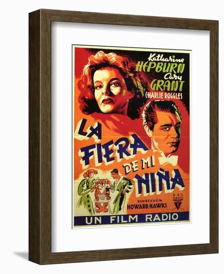 Bringing Up Baby, Spanish Movie Poster, 1938-null-Framed Art Print