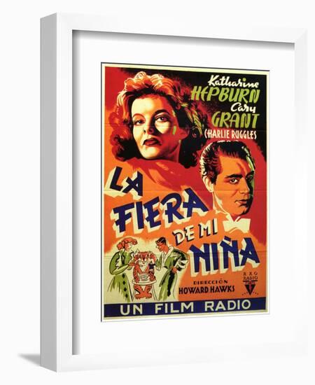 Bringing Up Baby, Spanish Movie Poster, 1938-null-Framed Art Print