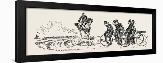 Bringing Up the Guns, Bicycle, Bicycles, 1888-null-Framed Giclee Print