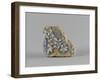 Brique émaillée avec fragment d'étoffe à rosaces-null-Framed Giclee Print