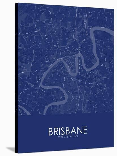 Brisbane, Australia Blue Map-null-Stretched Canvas