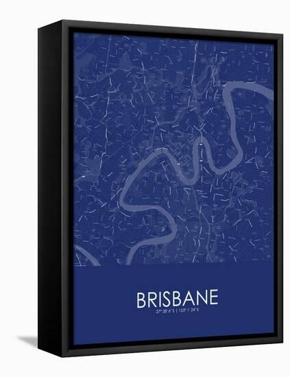 Brisbane, Australia Blue Map-null-Framed Stretched Canvas