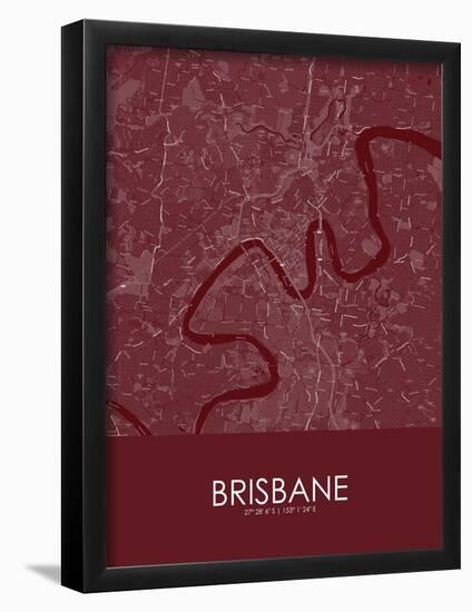 Brisbane, Australia Red Map-null-Framed Poster