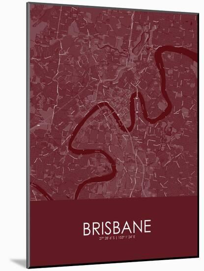 Brisbane, Australia Red Map-null-Mounted Poster