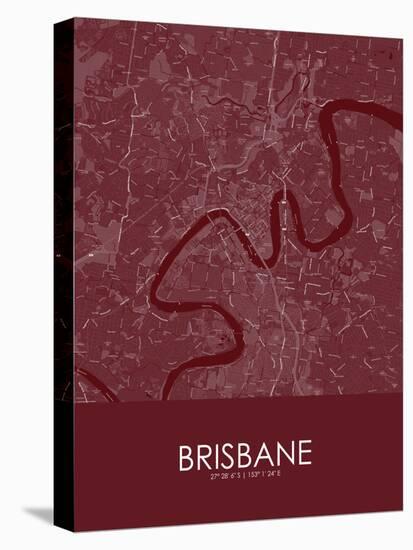 Brisbane, Australia Red Map-null-Stretched Canvas