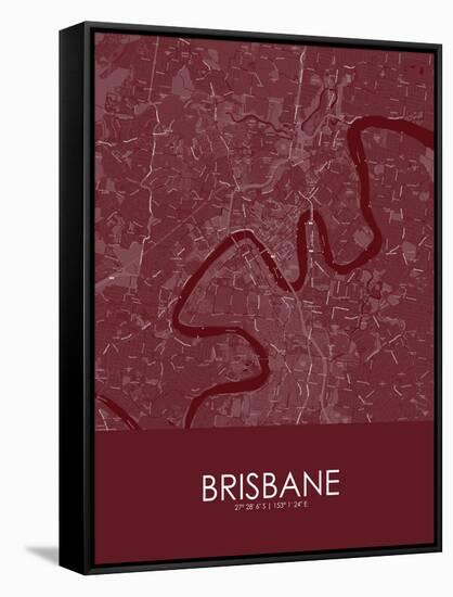 Brisbane, Australia Red Map-null-Framed Stretched Canvas