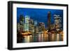 Brisbane city skyline after dark, Brisbane, Queensland, Australia, Pacific-Andrew Michael-Framed Photographic Print