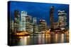 Brisbane city skyline after dark, Brisbane, Queensland, Australia, Pacific-Andrew Michael-Stretched Canvas