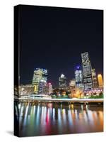 Brisbane Skyline at Night Reflected in Brisbane River, Brisbane, Queensland, Australia, Pacific-Matthew Williams-Ellis-Stretched Canvas