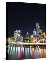 Brisbane Skyline at Night Reflected in Brisbane River, Brisbane, Queensland, Australia, Pacific-Matthew Williams-Ellis-Stretched Canvas