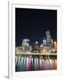 Brisbane Skyline at Night Reflected in Brisbane River, Brisbane, Queensland, Australia, Pacific-Matthew Williams-Ellis-Framed Premium Photographic Print