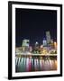 Brisbane Skyline at Night Reflected in Brisbane River, Brisbane, Queensland, Australia, Pacific-Matthew Williams-Ellis-Framed Premium Photographic Print