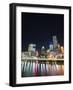 Brisbane Skyline at Night Reflected in Brisbane River, Brisbane, Queensland, Australia, Pacific-Matthew Williams-Ellis-Framed Photographic Print