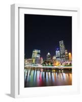 Brisbane Skyline at Night Reflected in Brisbane River, Brisbane, Queensland, Australia, Pacific-Matthew Williams-Ellis-Framed Photographic Print