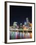 Brisbane Skyline at Night Reflected in Brisbane River, Brisbane, Queensland, Australia, Pacific-Matthew Williams-Ellis-Framed Photographic Print