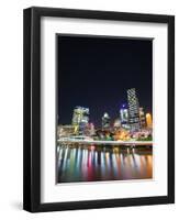 Brisbane Skyline at Night Reflected in Brisbane River, Brisbane, Queensland, Australia, Pacific-Matthew Williams-Ellis-Framed Photographic Print