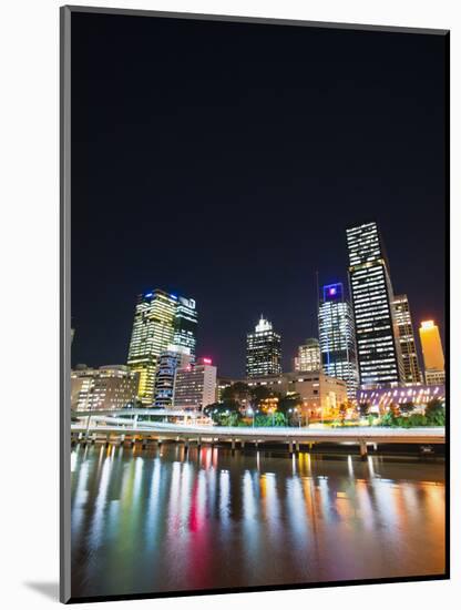 Brisbane Skyline at Night Reflected in Brisbane River, Brisbane, Queensland, Australia, Pacific-Matthew Williams-Ellis-Mounted Photographic Print