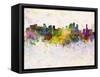 Brisbane Skyline in Watercolor Background-paulrommer-Framed Stretched Canvas