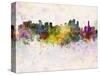 Brisbane Skyline in Watercolor Background-paulrommer-Stretched Canvas