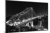 Brisbane Story Bridge by Night - Black and White-David Bostock-Mounted Photographic Print