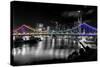 Brisbane Story Bridge by Night-David Bostock-Stretched Canvas