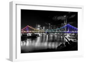 Brisbane Story Bridge by Night-David Bostock-Framed Photographic Print