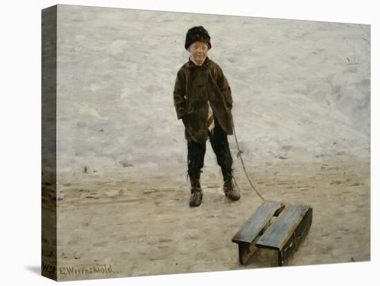 Briskeby Boy with Sledge, 1885-Erik Theodor Werenskiold-Stretched Canvas