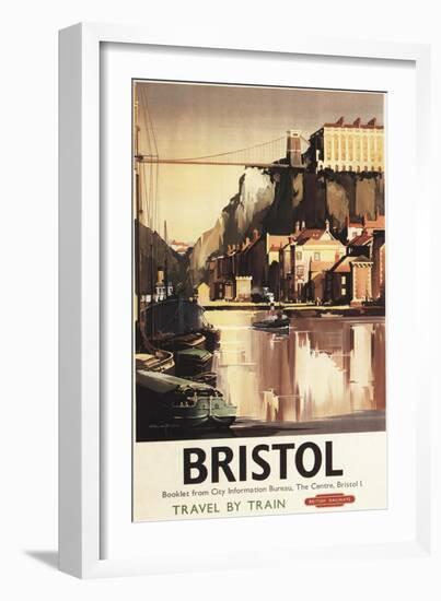 Bristol, England - Clifton Suspension Bridge and Boats British Rail Poster-Lantern Press-Framed Art Print