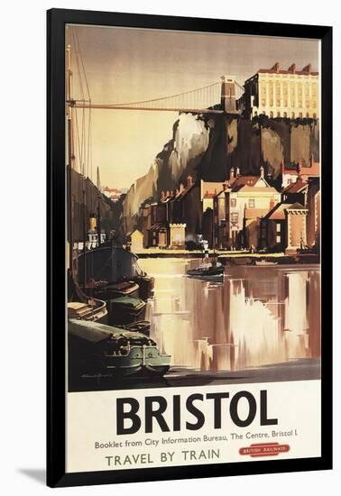 Bristol, England - Clifton Suspension Bridge and Boats British Rail Poster-Lantern Press-Framed Art Print