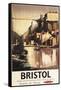 Bristol, England - Clifton Suspension Bridge and Boats British Rail Poster-Lantern Press-Framed Stretched Canvas