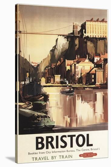 Bristol, England - Clifton Suspension Bridge and Boats British Rail Poster-Lantern Press-Stretched Canvas