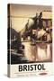 Bristol, England - Clifton Suspension Bridge and Boats British Rail Poster-Lantern Press-Stretched Canvas