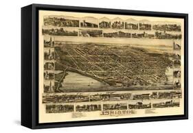 Bristol, Rhode Island - Panoramic Map-Lantern Press-Framed Stretched Canvas