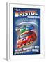 Bristol, Tennessee - Racecar Scene-Lantern Press-Framed Art Print