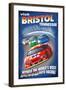 Bristol, Tennessee - Racecar Scene-Lantern Press-Framed Art Print