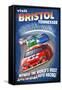 Bristol, Tennessee - Racecar Scene-Lantern Press-Framed Stretched Canvas