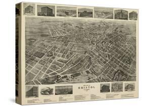 Bristol, Virginia - Panoramic Map-Lantern Press-Stretched Canvas