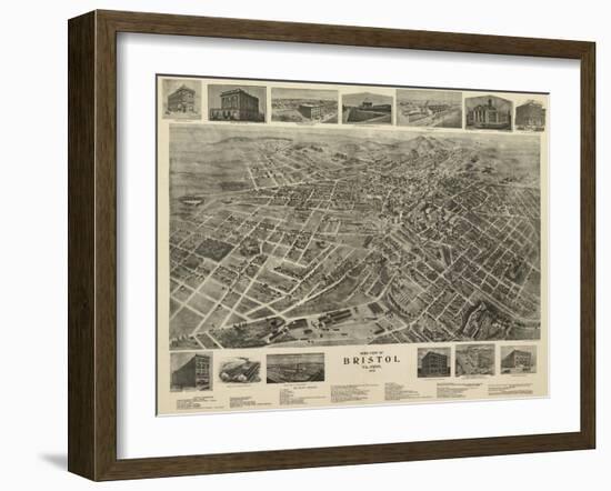 Bristol, Virginia - Panoramic Map-Lantern Press-Framed Art Print