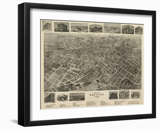 Bristol, Virginia - Panoramic Map-Lantern Press-Framed Art Print