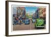 Bristol, Virginia - View of State Street and Bristol, Tennessee-Lantern Press-Framed Art Print