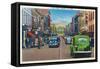 Bristol, Virginia - View of State Street and Bristol, Tennessee-Lantern Press-Framed Stretched Canvas