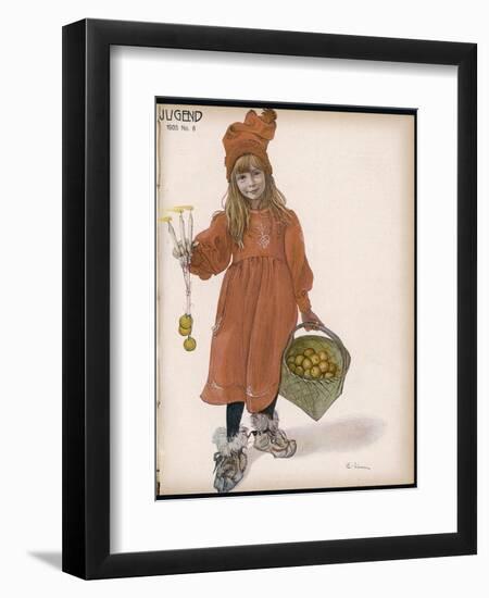 Brita with Candles and Apples-Carl Larsson-Framed Photographic Print