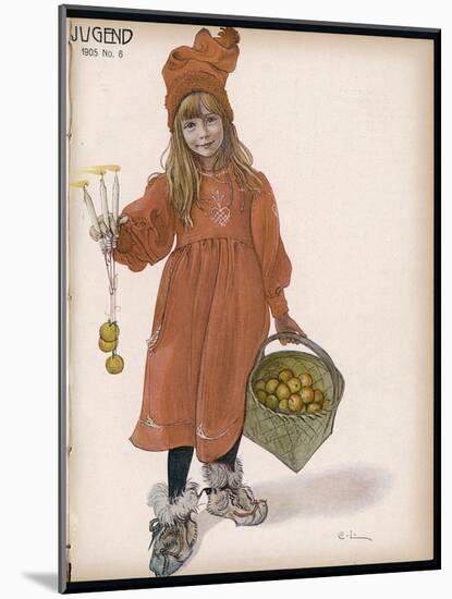 Brita with Candles and Apples-Carl Larsson-Mounted Photographic Print